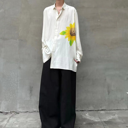 Yohji Yamamoto – Floral “Flowers & Youth” Sunflower Print Rayon Shirt