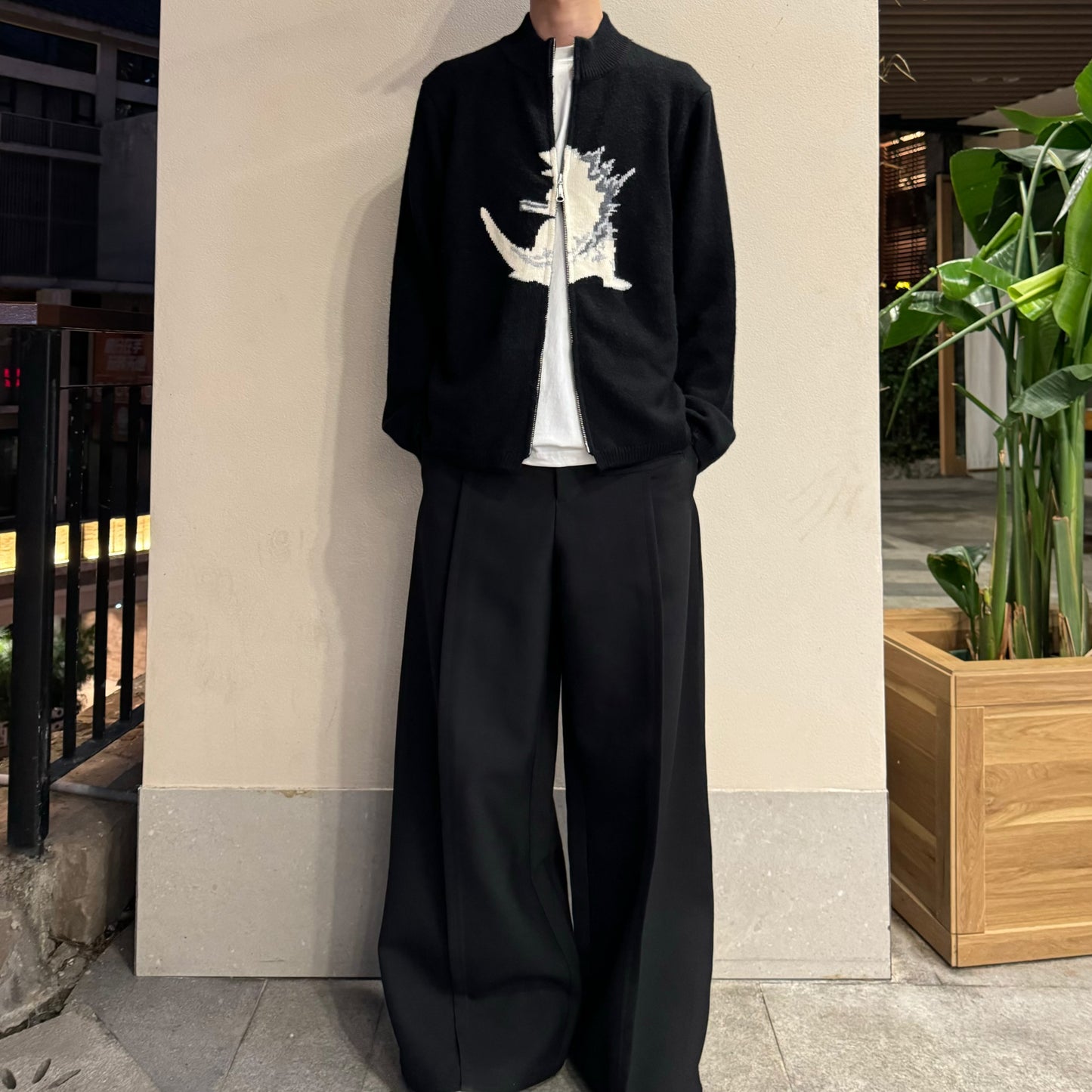 Yohji Yamamoto Y’s Men Godzilla Wool Knit Double-Zip Cardigan Jacket