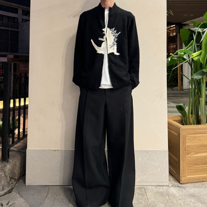 Yohji Yamamoto Y’s Men Godzilla Wool Knit Double-Zip Cardigan Jacket