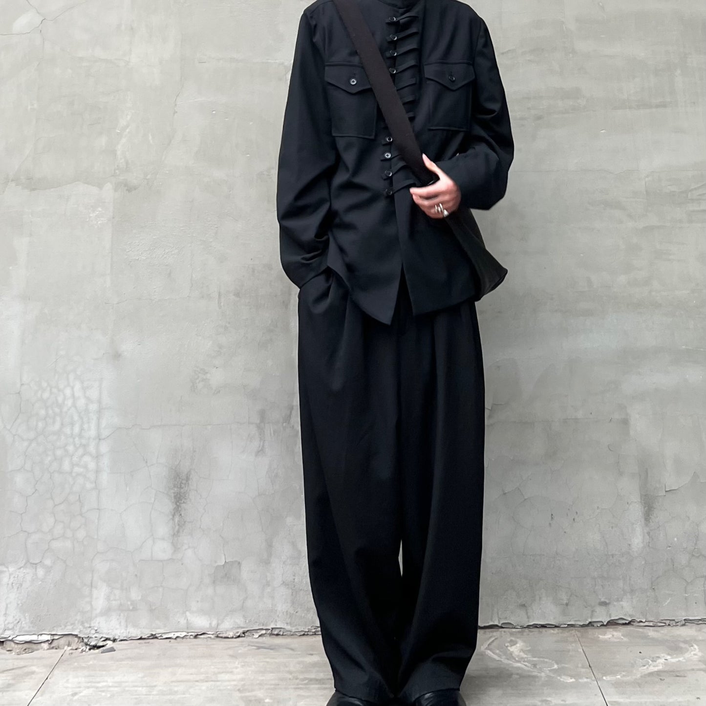 Yohji Yamamoto Twelve Pleat Wool Tapered Draped Wide Straight Trousers