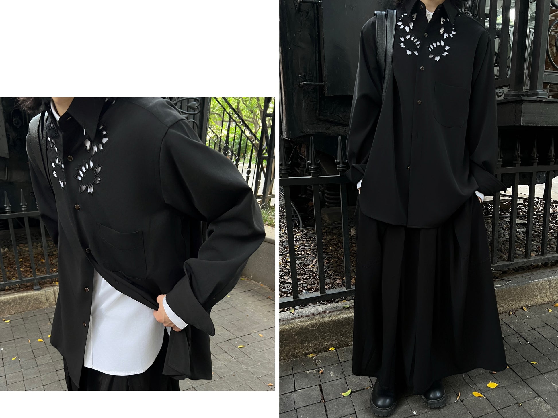 Yohji ’Flower & Youth’ Wool Shirt Jacket - Cherry Blossom Cut-Out Detailing