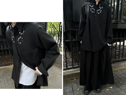 Yohji ’Flower & Youth’ Wool Shirt Jacket - Cherry Blossom Cut-Out Detailing