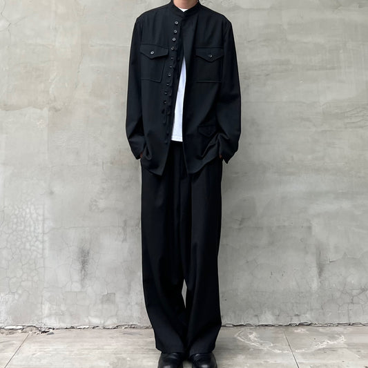 Self-made Yohji Yamamoto Twelve Pleat Wool Tapered Draped Wide Straight Trousers - Donclickin