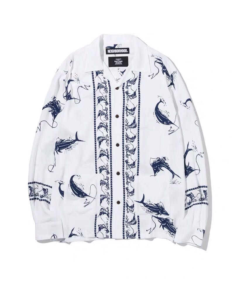 Neighborhood 20SS Hawaiian Swordfish Shirt Long Sleeve Open-Front Loose
