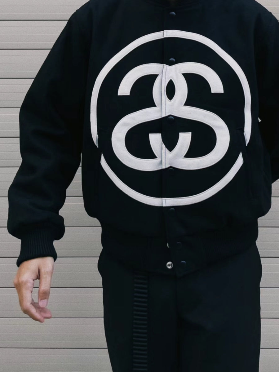 i795 Double-S Stussy Wool Varsity Jacket – Heavyweight Loose Baseball