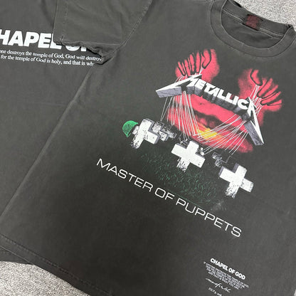 Remake Limited Metallica Master Of Pupperts - Custom Dyed Circular Knit T-Shirts