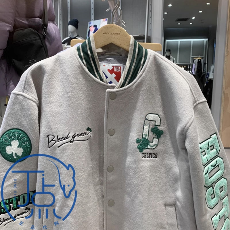 JACK&JONES 23FW x NBA Boston Celtics Jacket - Wool Blend Varsity Green - Size avaliable XS ~2XL