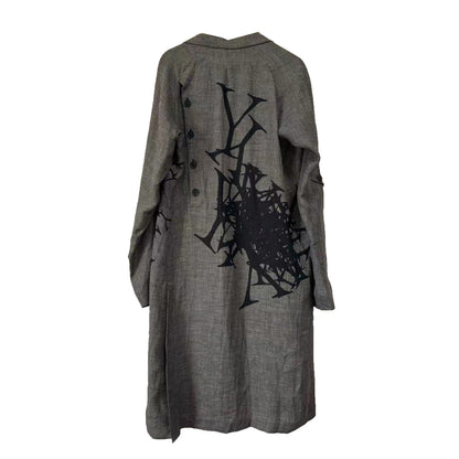 Yohji Wool Blend Trench - Houndstooth with ’Y’ Monogram Print