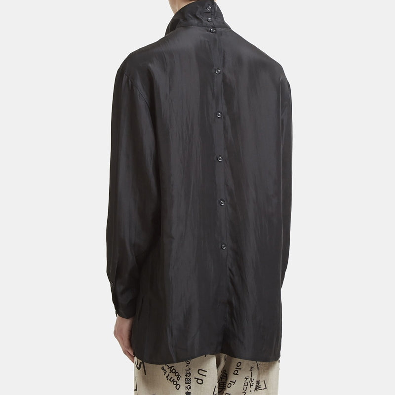 Suzume Uchida "Smoking Girl" Silk Shirt - Yohji Archive Darkwear -  