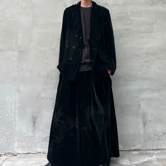 Yohji Yamamoto Velvet Family Crest Serpent Emblem Jacket - Skirt Suit