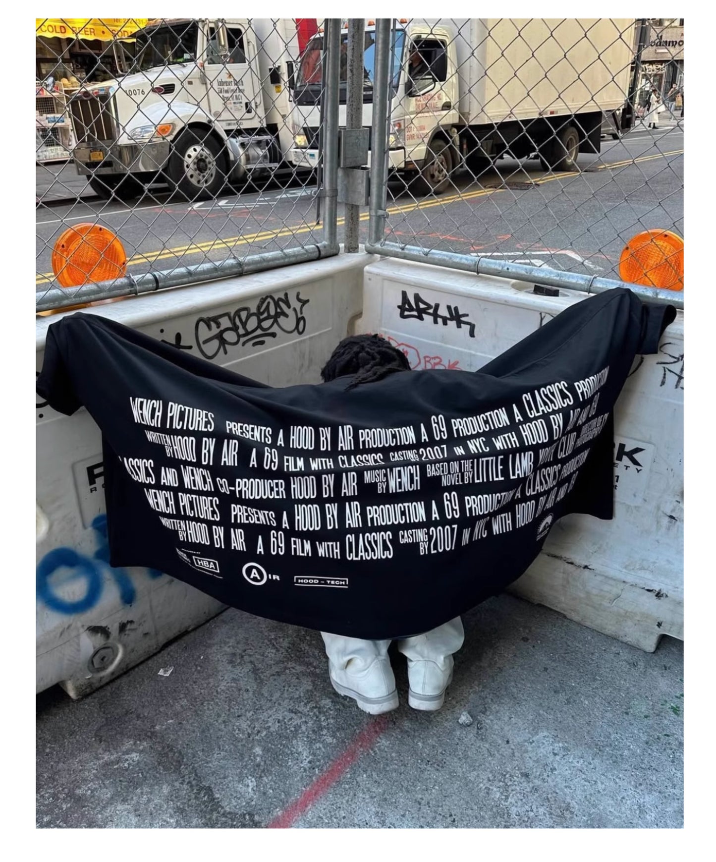 (Archive) Opium YVL x Hood By Air SS17 Cape Sleeve Tee - Oversized Graphic Print Short Sleeve