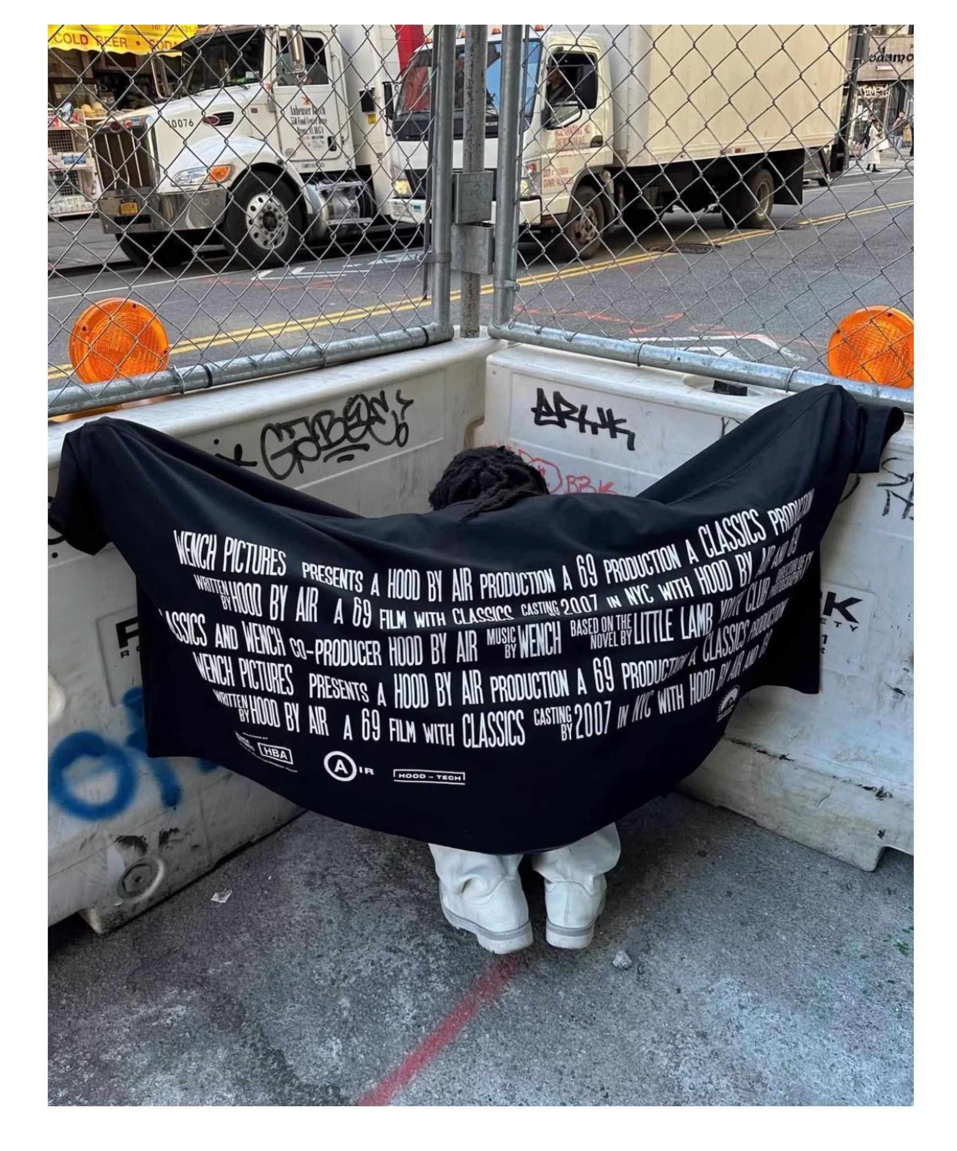 (Archive) Opium YVL x Hood By Air SS17 Cape Sleeve Tee - Oversized Graphic Print Short Sleeve