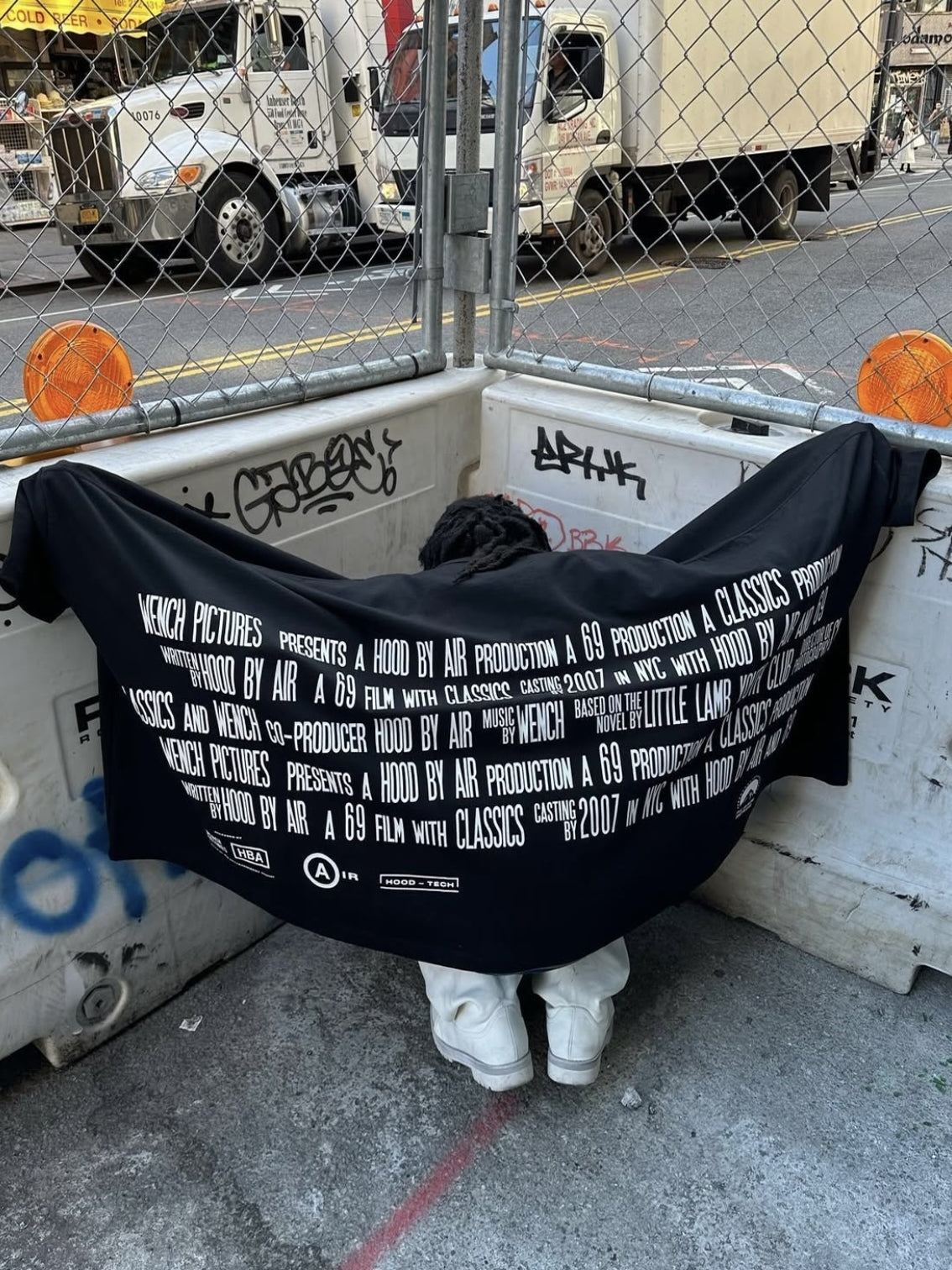 (Archive) Opium YVL x Hood By Air SS17 Cape Sleeve Tee - Oversized Graphic Print Short Sleeve