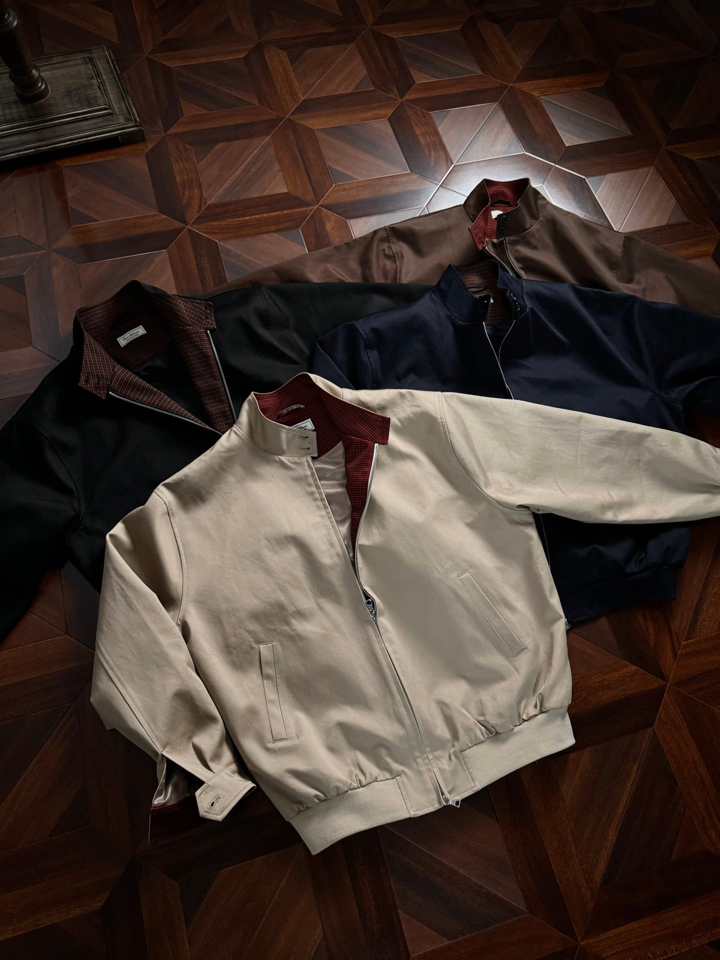 Oclin Classic G9 Harrington Jacket - Short Wide Fit Mercerized Cotton - Red Tartan Lined Vintage British Blouson - donclickin