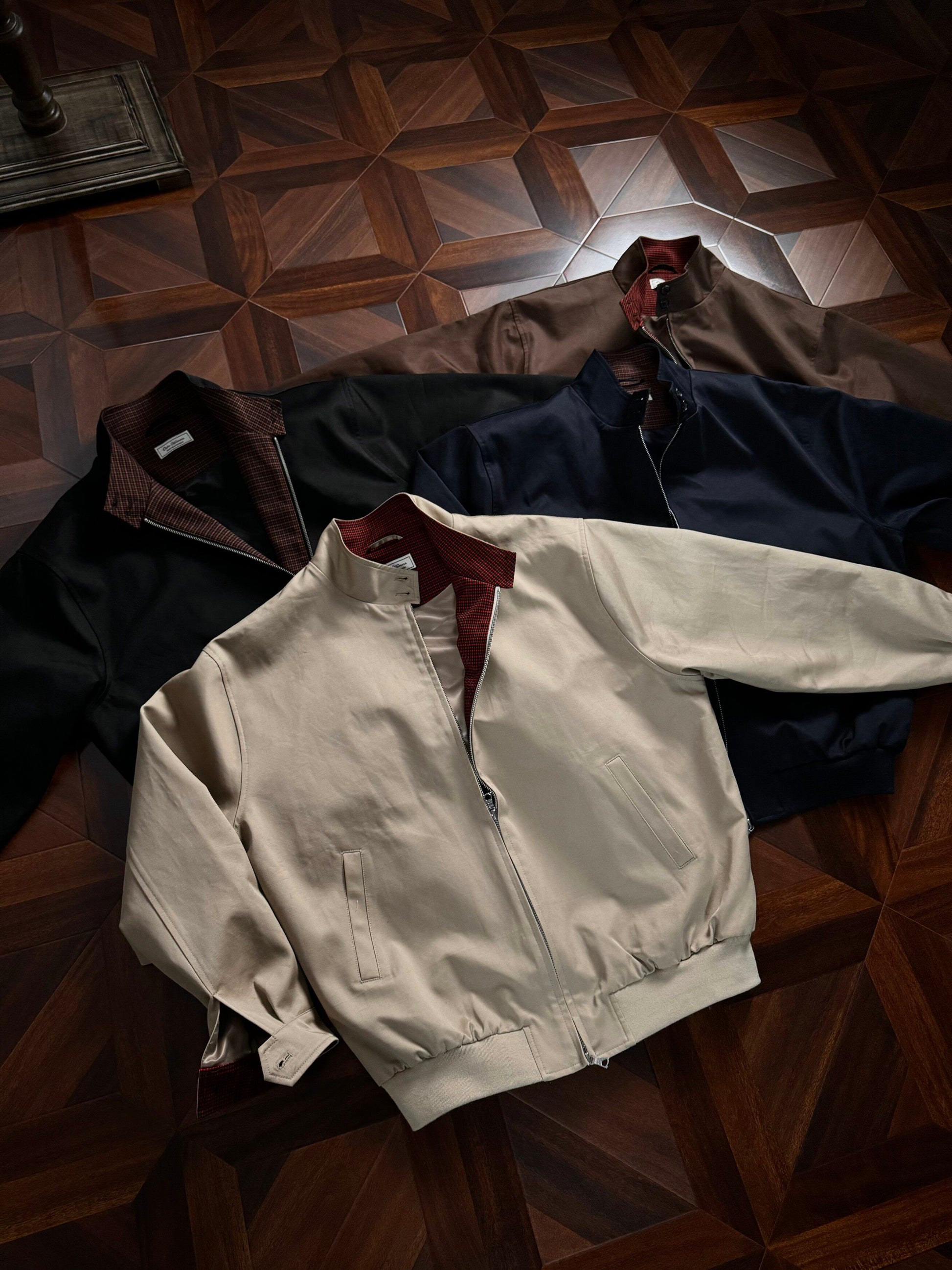 Oclin Classic G9 Harrington Jacket - Short Wide Fit Mercerized Cotton - Red Tartan Lined Vintage British Blouson - donclickin
