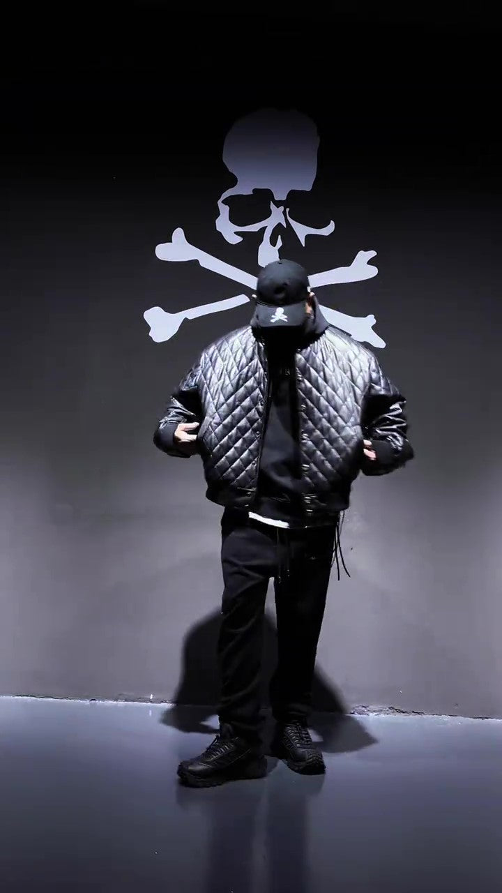 Mastermind Japan Embroidered Skull Leather Jacket - Biker Style Motorcycle Coat