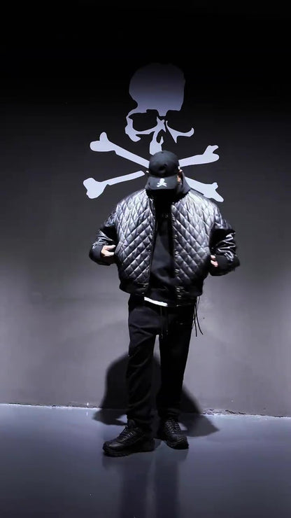 Mastermind Japan Embroidered Skull Leather Jacket - Biker Style Motorcycle Coat