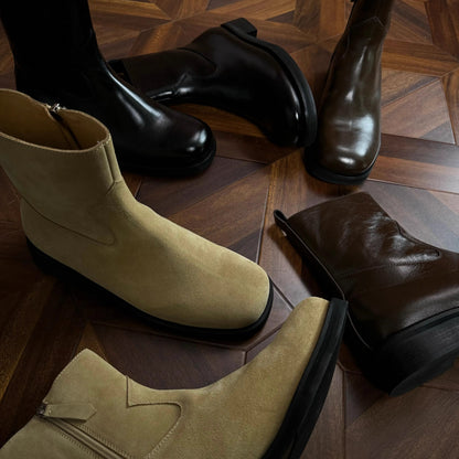 Italian Oil-Tanned Leather Western Reissue Chelsea Boots – Camion with Lambskin