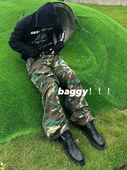 Vintage M65 Remake Camo Work Pants - Baggy Wide-Leg Trousers Playboi Carti