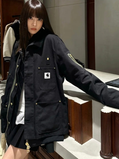 Detroit Double Collar Carhartt X Sacai Jacket Canvas Patchwork Workwear