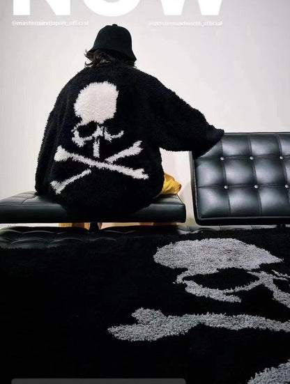 Mastermind Online Dark Alpaca Skull Cardigan – High-Street Loose Knit Sweater