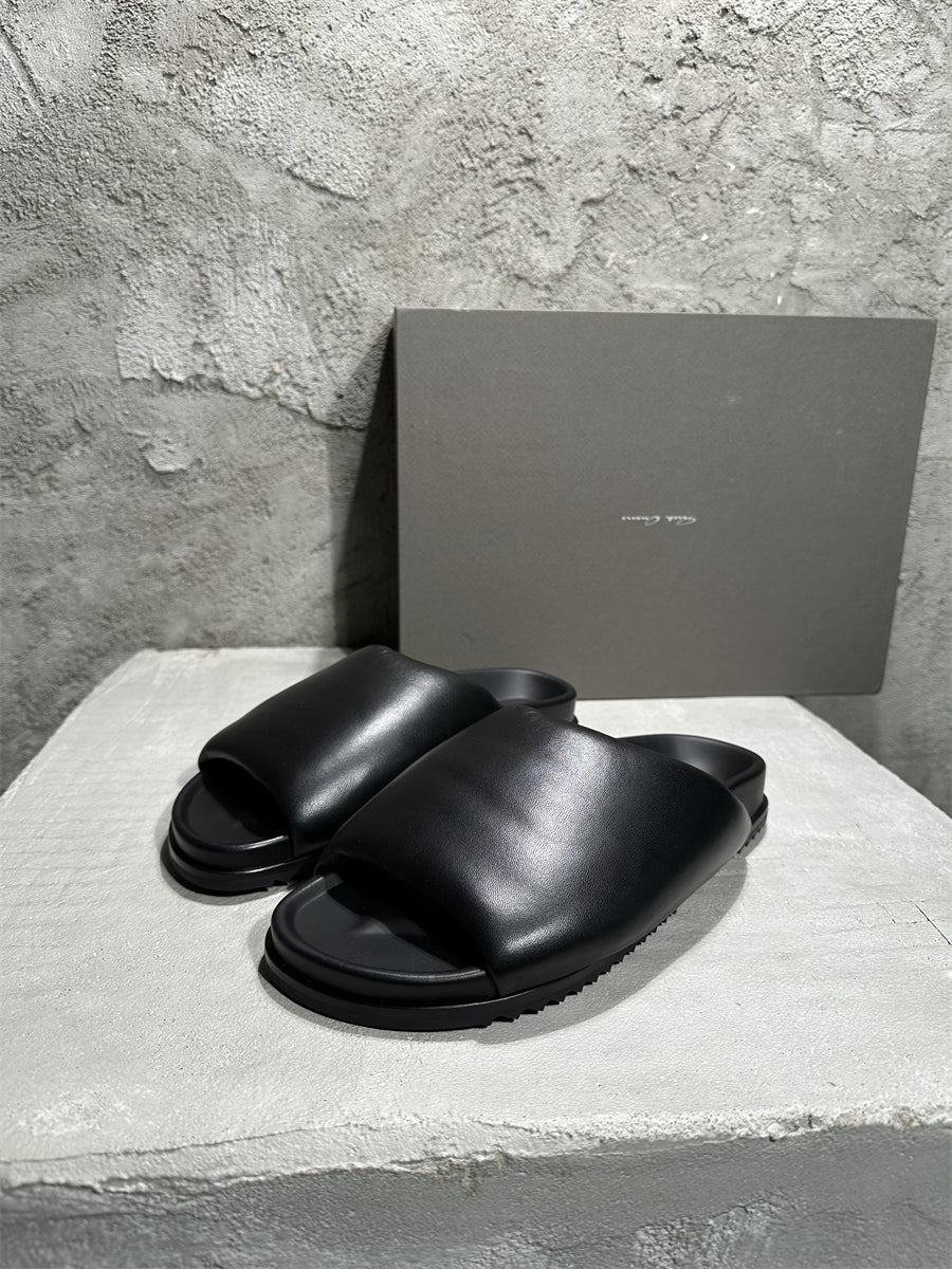 Rick Owens Sheepskin Loafer Slipper Dark Vibe Bread Shoes Flip-Flop