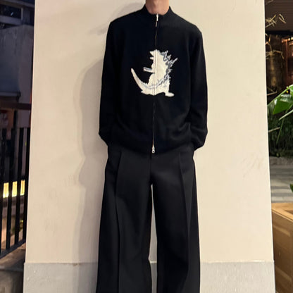 Yohji Yamamoto Y’s Men Godzilla Wool Knit Double-Zip Cardigan Jacket