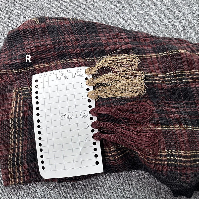 Our Legacy Evening Polo Hemp Check Knitwear - Malard Colorway Striped