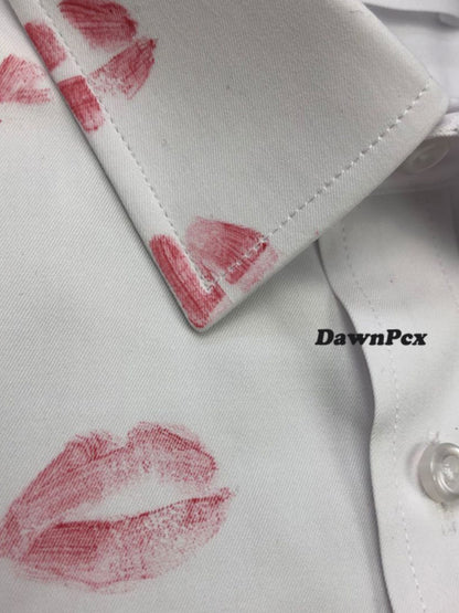 Maison Red Lips Print Shirt - Pure Cotton Margiela External Stitching