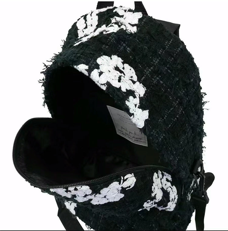 READYMADE x Denim Tears Collaboration Chanel-Style Backpack Intricate Embroidery - Black
