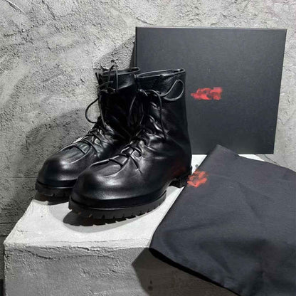 424 on Fairfax Ankle Boots - SS22 Crinkled Zip High-Top Retro Thick-Soled Lambskin - Leather
