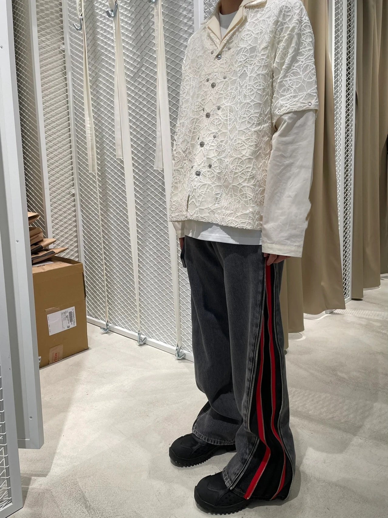 Kiko Kostadinov AW22 Layered Shirt - Detachable Lace Long/Short Sleeve Hybrid