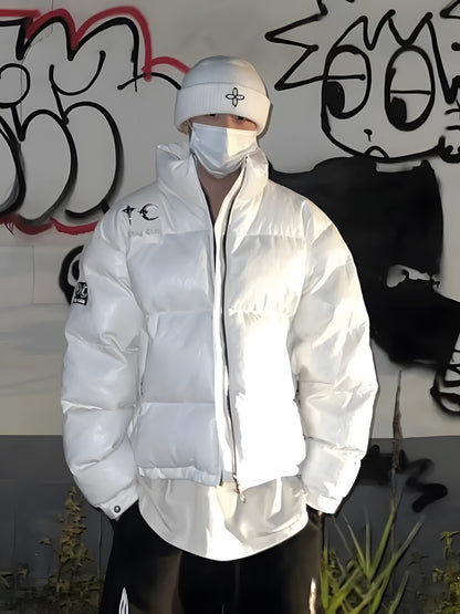 Thug Club ’Drip’ Puffer Jacket - PU Leather Opium Outerwear