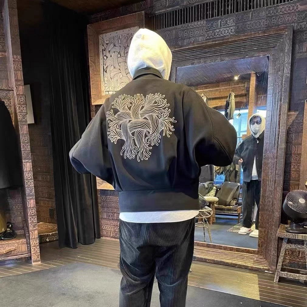 Nemeth Rope-Knit Back Wool Jacket - Curved Blade Design Coat