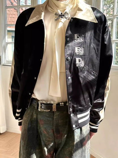 ERD AW24 ’Opium Den’ Varsity Jacket - Silk Court Embroidery Baseball Coat