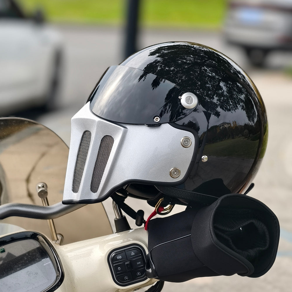McKense Venom Anti-Fog Cruiser Motorcycle Helmet – Retro German Fiberglass Design
