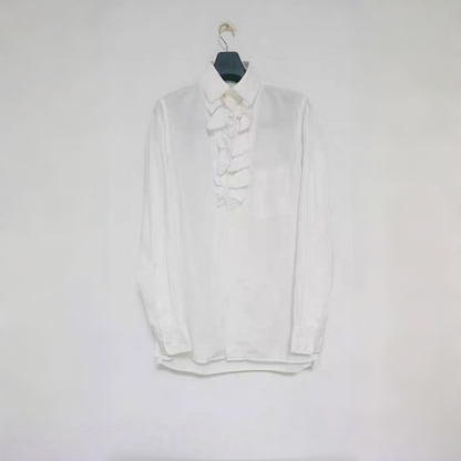 Yohji Medieval Court Shirt - Triple Collar Floral Print Cotton Blouse