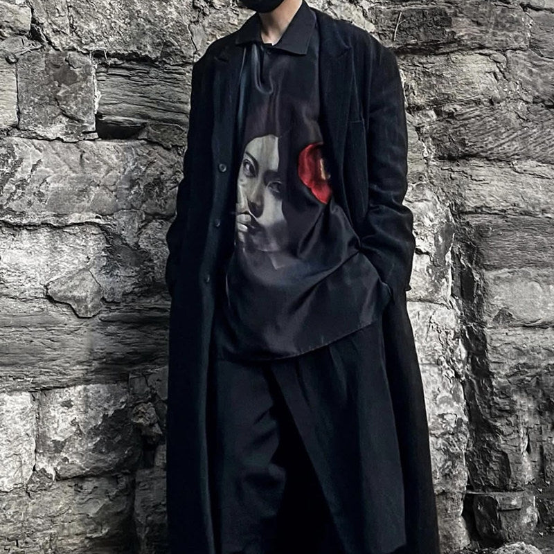 Suzume Uchida "Smoking Girl" Silk Shirt - Yohji Archive Darkwear -  