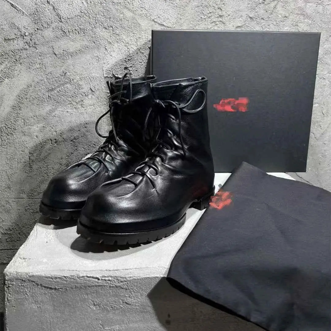 424 on Fairfax Ankle Boots - SS22 Crinkled Zip Retro Thick-Soled