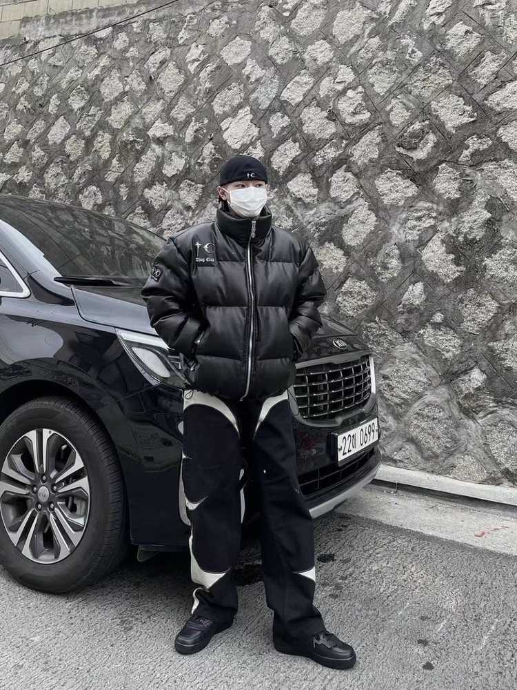 Thug Club ’Drip’ Puffer Jacket - PU Leather Opium Outerwear
