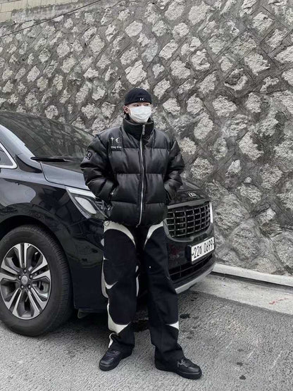 Thug Club ’Drip’ Puffer Jacket - PU Leather Opium Outerwear