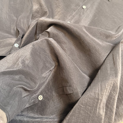 LEMAIRE 25SS New Glossy Dry Silk Shirt – Sage Green Black Edition