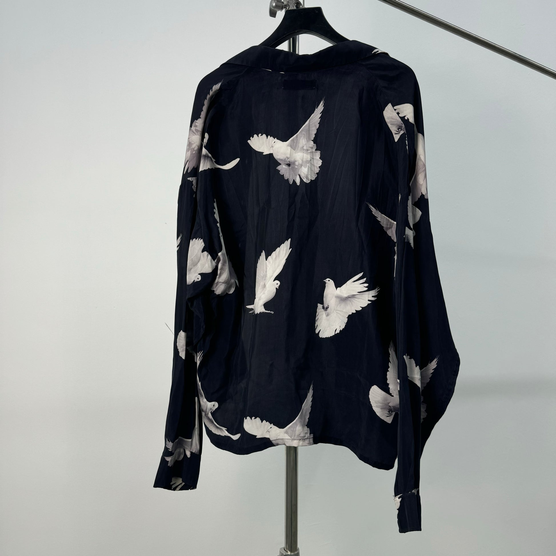 17AW AMIRI Peace Dove Print Silk Shirt - Chiffon-Ice Silk Blend