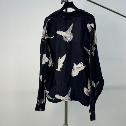 17AW AMIRI Peace Dove Print Silk Shirt - Chiffon-Ice Silk Blend