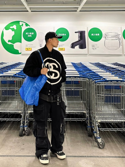 i795 Double-S Stussy Wool Varsity Jacket – Heavyweight Loose Baseball