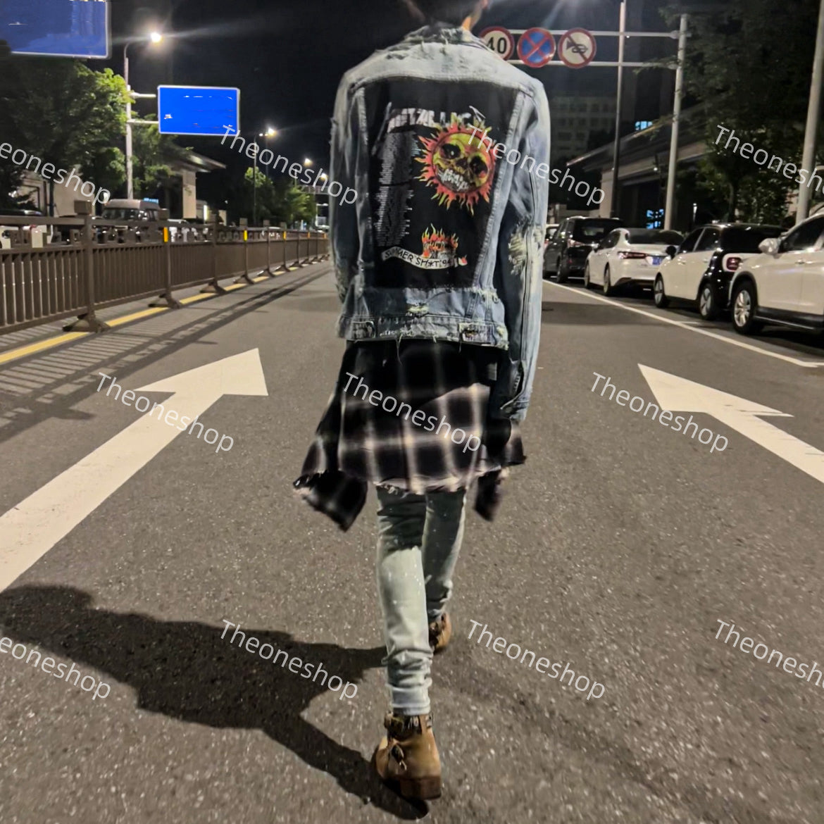 AMIRI 16OG Patchwork Back Kill Denim Jacket Metallica High-Street