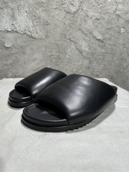 Rick Owens Sheepskin Loafer Slipper Dark Vibe Bread Shoes Flip-Flop