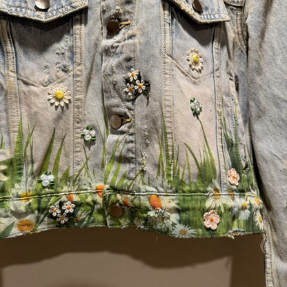 Amiri Dove Embroidered Denim Jacket - Exclusive Custom Distressed
