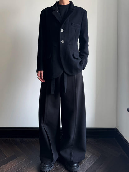 Custom-made Yohji Yamamoto Dark 100% Wool Blazer Hexagram Silver Buttons Jackets
