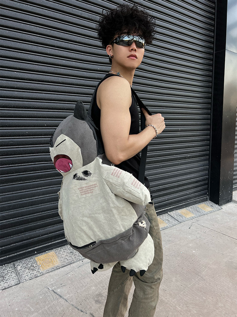 Snorlax Graphic Canvas Tote Bag - Anime Streetwear - SNORLAX